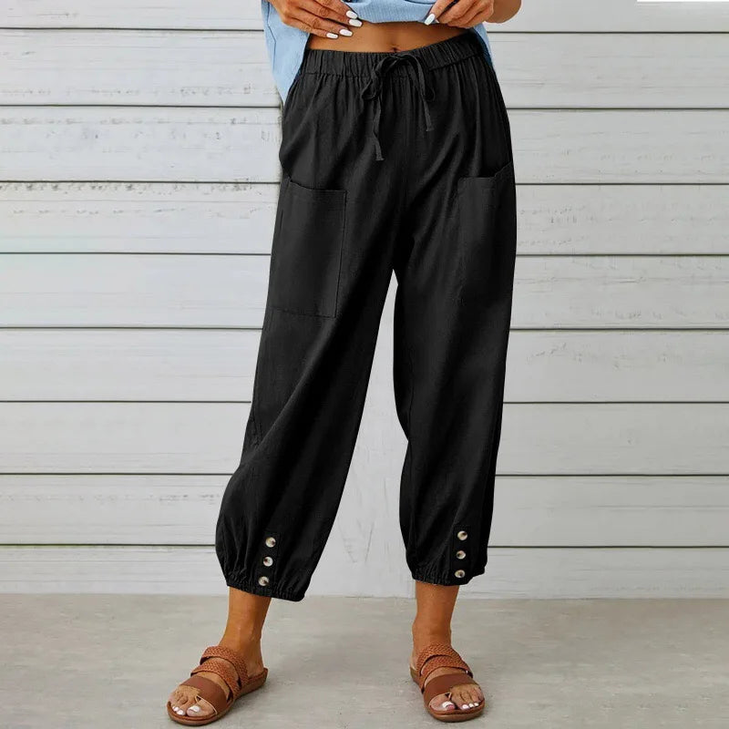 2026 Summer Cotton Linen Wide Leg Pants for Women Pants Full Length Casual Pants Female Solid Loose High Waist Straight Trousers
