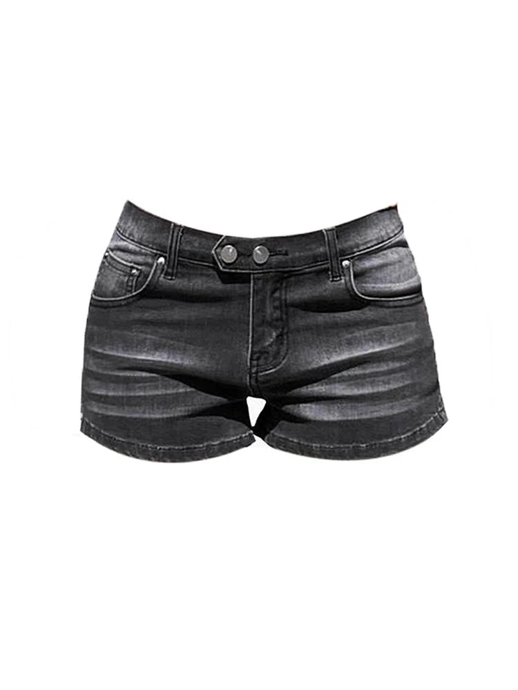 Women's Grey Denim Shorts Low Waist Mini Jeans Shorts 2000s Vintage 90s Y2k Emo Cowboy Short Pants Harajuku Clothes Summer 2026