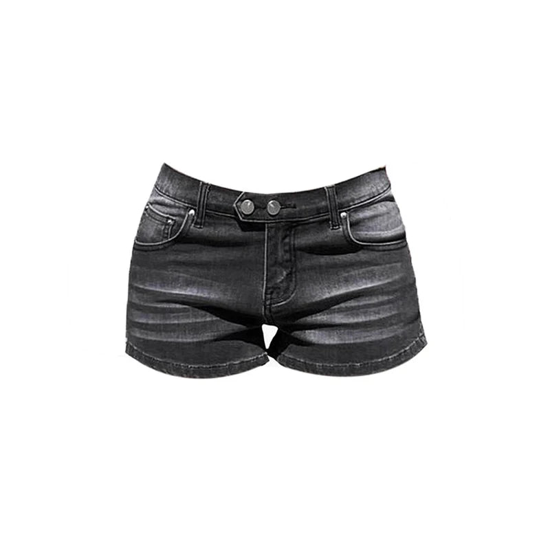 Women's Grey Denim Shorts Low Waist Mini Jeans Shorts 2000s Vintage 90s Y2k Emo Cowboy Short Pants Harajuku Clothes Summer 2026