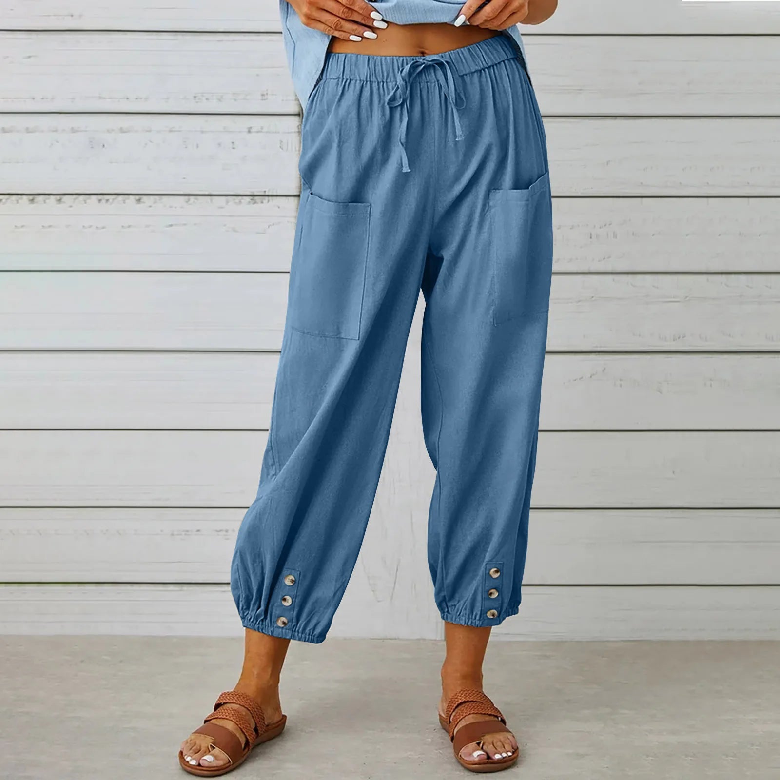 2026 Summer Cotton Linen Wide Leg Pants for Women Pants Full Length Casual Pants Female Solid Loose High Waist Straight Trousers