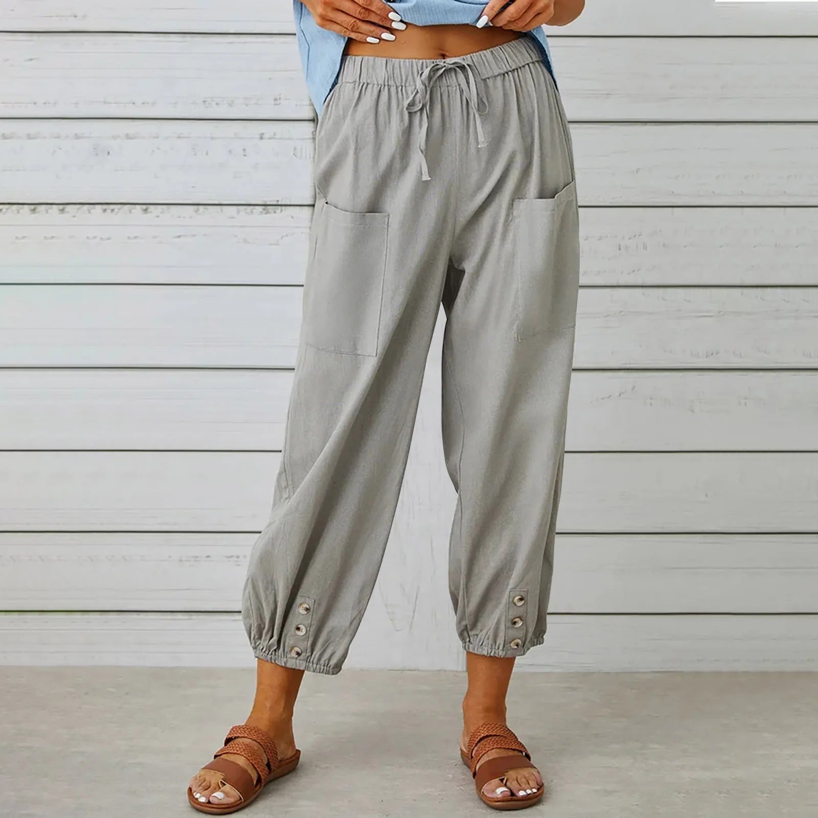 2026 Summer Cotton Linen Wide Leg Pants for Women Pants Full Length Casual Pants Female Solid Loose High Waist Straight Trousers