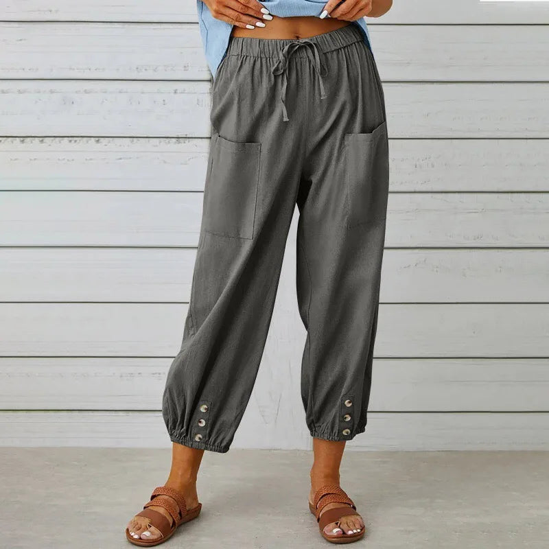 2026 Summer Cotton Linen Wide Leg Pants for Women Pants Full Length Casual Pants Female Solid Loose High Waist Straight Trousers
