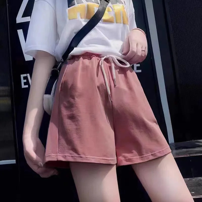 New 2026 Women's sports shorts and sweatpants solid color pants with  drawstrings loose knitted sweatpants