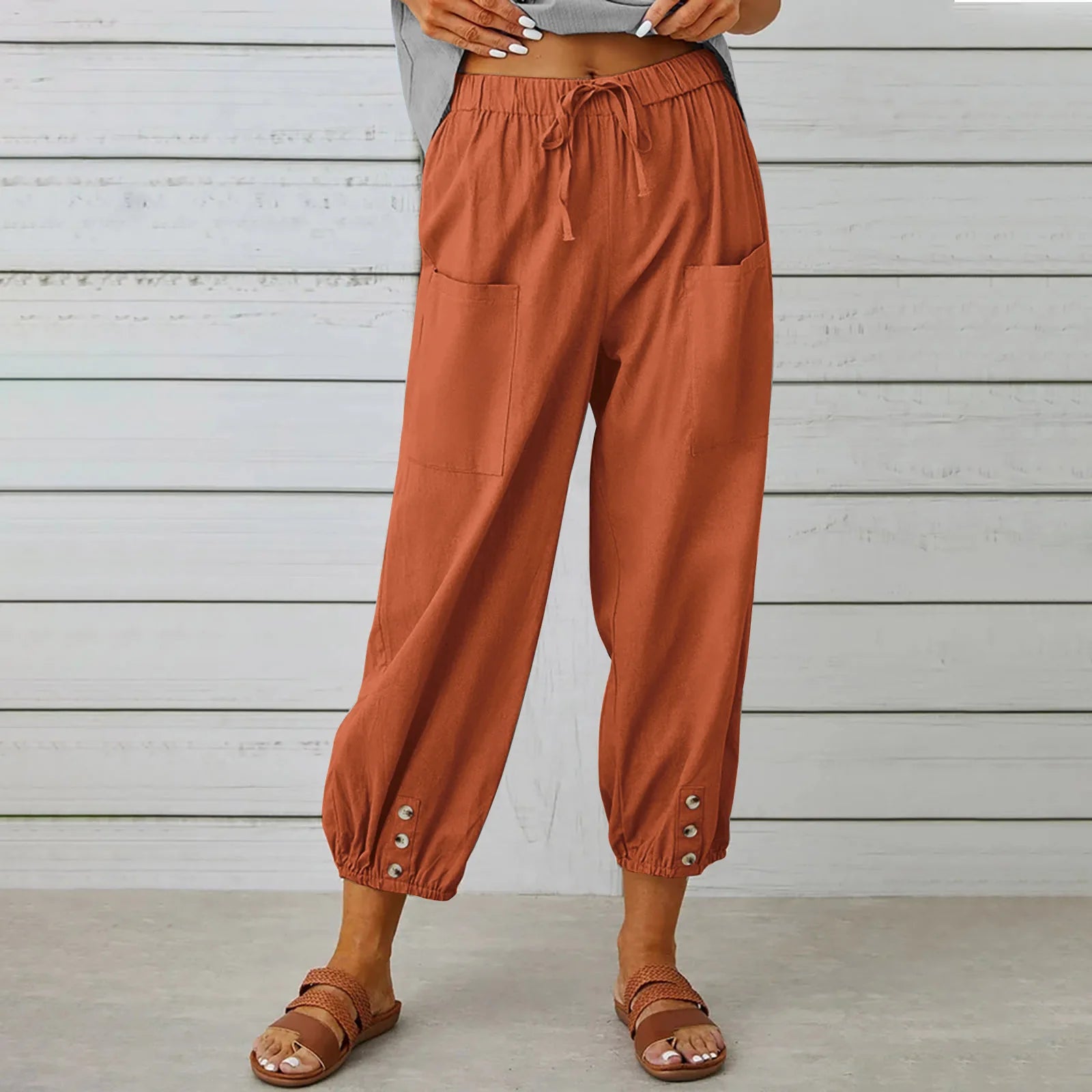 2026 Summer Cotton Linen Wide Leg Pants for Women Pants Full Length Casual Pants Female Solid Loose High Waist Straight Trousers