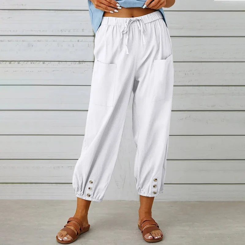 2026 Summer Cotton Linen Wide Leg Pants for Women Pants Full Length Casual Pants Female Solid Loose High Waist Straight Trousers