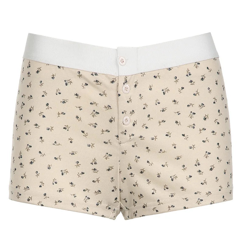 Casual Women Soft Cotton Front Buttons Shorts Summer Vintage Low Waist Female Chic Bottoms