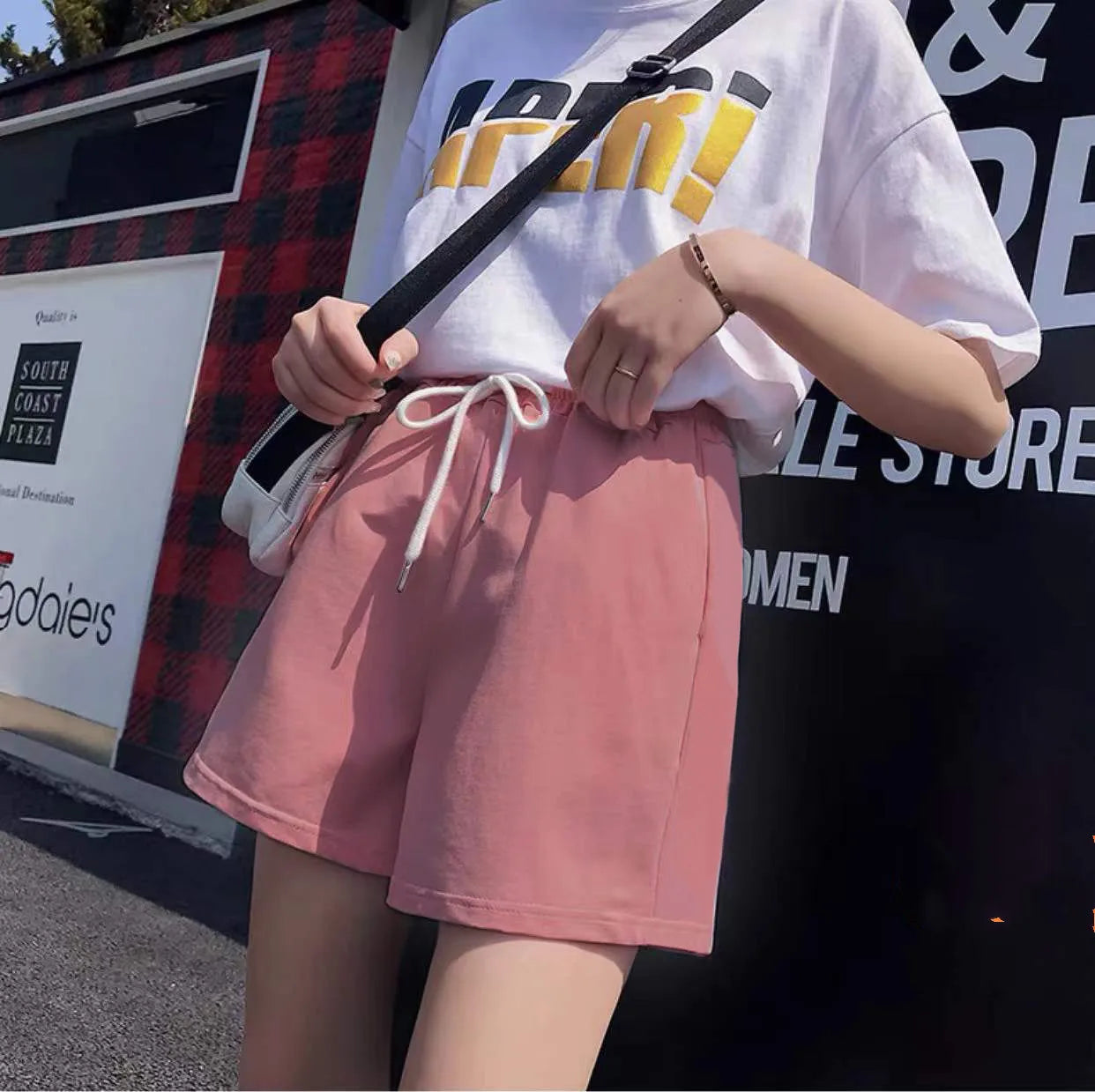 New 2026 Women's sports shorts and sweatpants solid color pants with  drawstrings loose knitted sweatpants