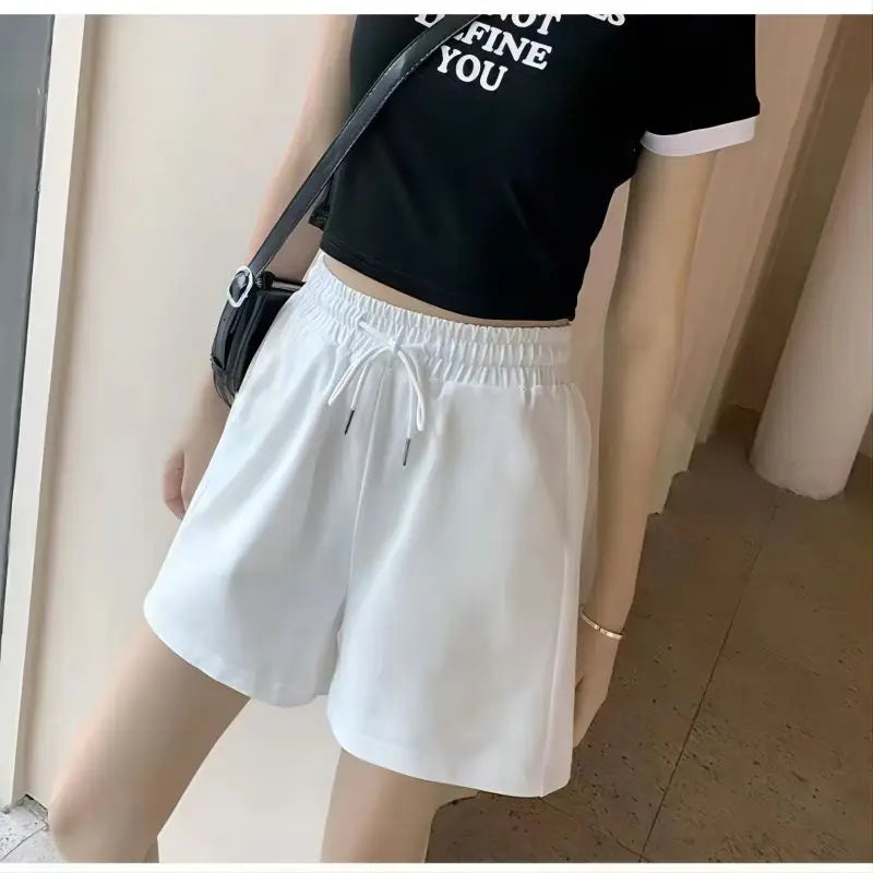 New 2026 Women's sports shorts and sweatpants solid color pants with  drawstrings loose knitted sweatpants