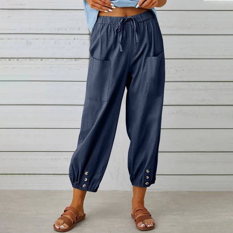 2026 Summer Cotton Linen Wide Leg Pants for Women Pants Full Length Casual Pants Female Solid Loose High Waist Straight Trousers